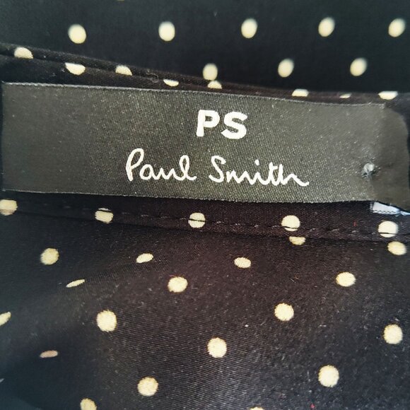 PAUL SMITH PS Polka Dot Contrast Wrist Tie Ruffle Sleeve Button Front Blouse 38 - Picture 8 of 8